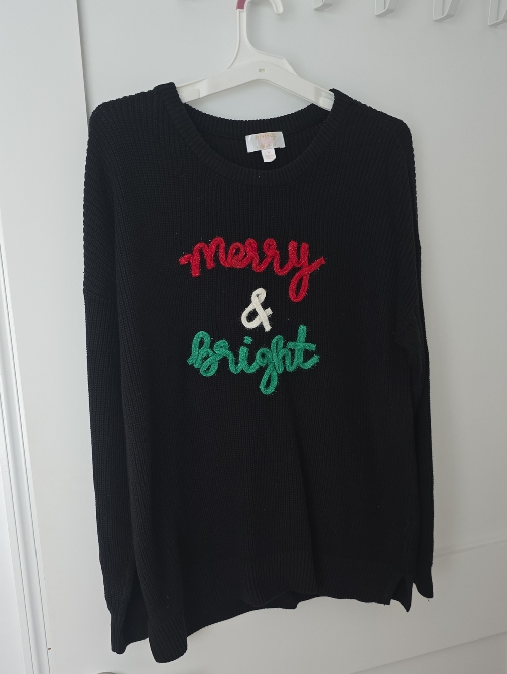 Kim Gravel Jingle Belles Merry & Bright Black Holiday Sweater